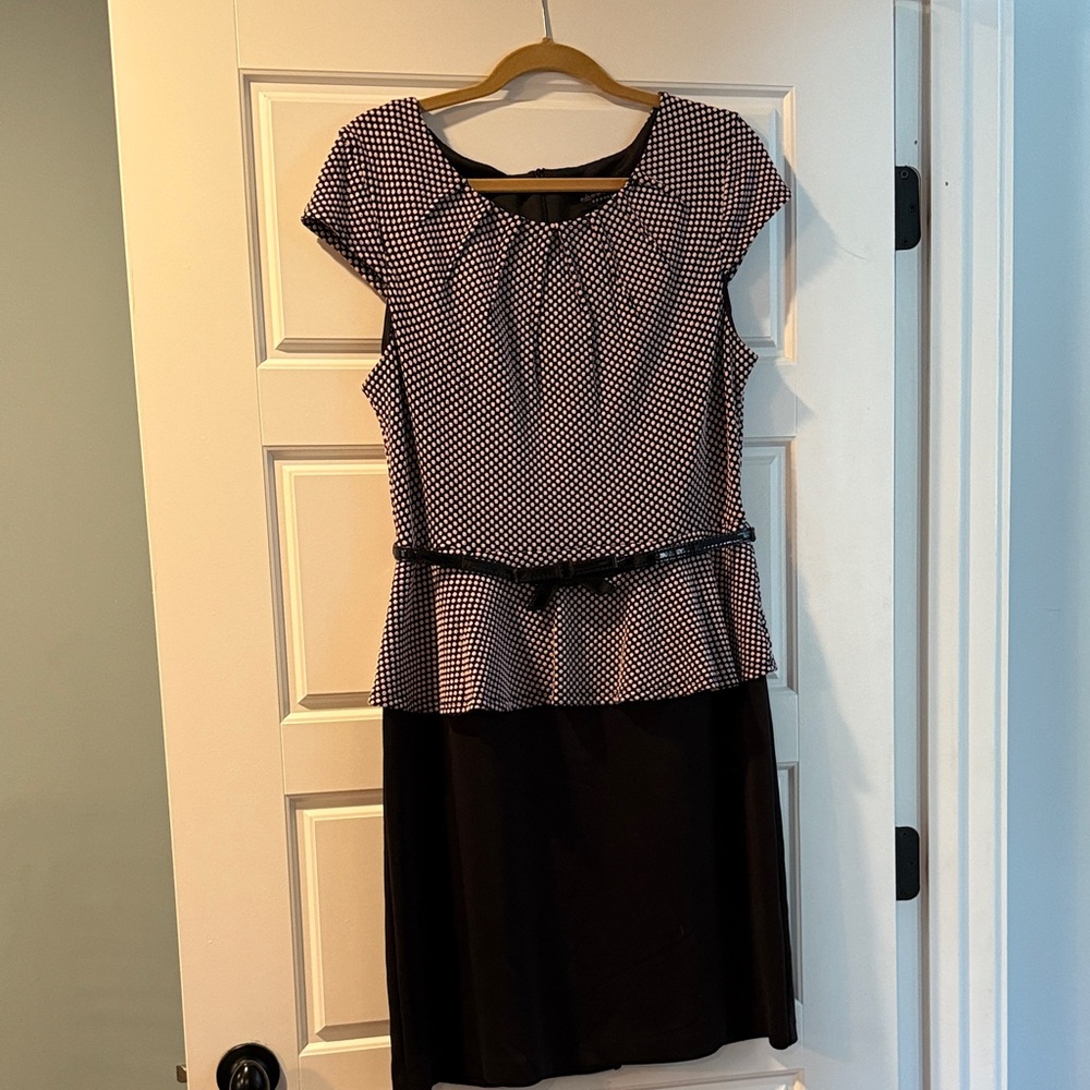 Connected Apparel Black and White Patterned Midi Dress